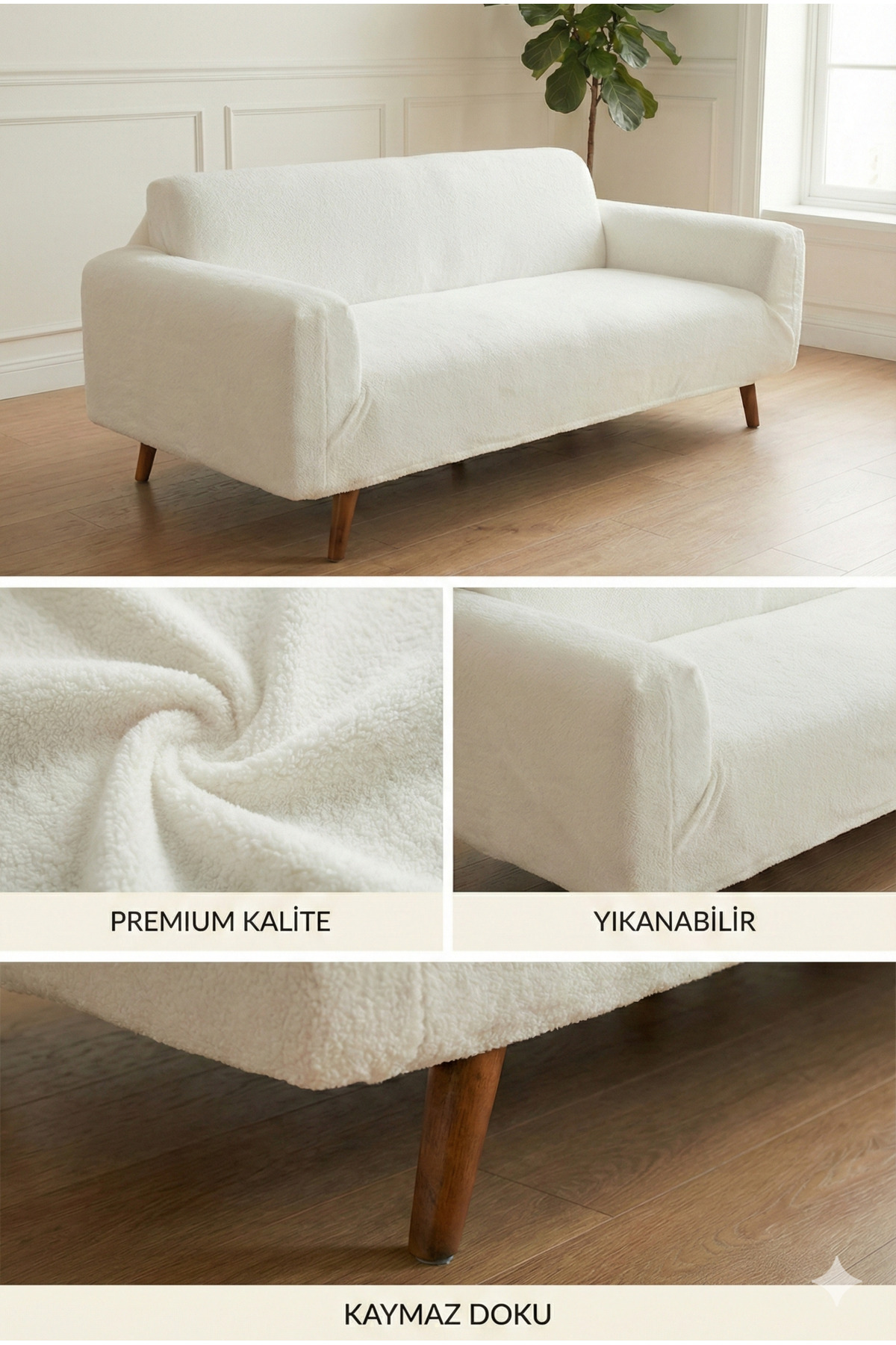 Faiend Pelüş 3 Kişilik Welsoft Kanepe Örtüsü | Lastikli Koltuk Örtüsü |çekyat Örtüsü| koltuk kılıfı - Görsel 3