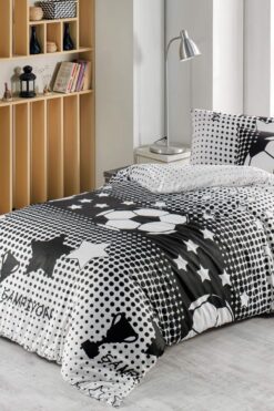 Like&Buy Taraftar Tek Kişilik Nevresim Seti Siyah Beyaz