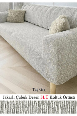 ARTUÇ Jakarli ağaç kabuğu koltuk kanepe çekyat örtüsü eteksiz 3 kişilik