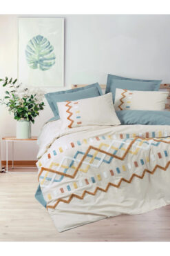 Cotton Box Puff Nakışlı Ranforce Çift Kişilik Nevresim Takımı Mellow Mint