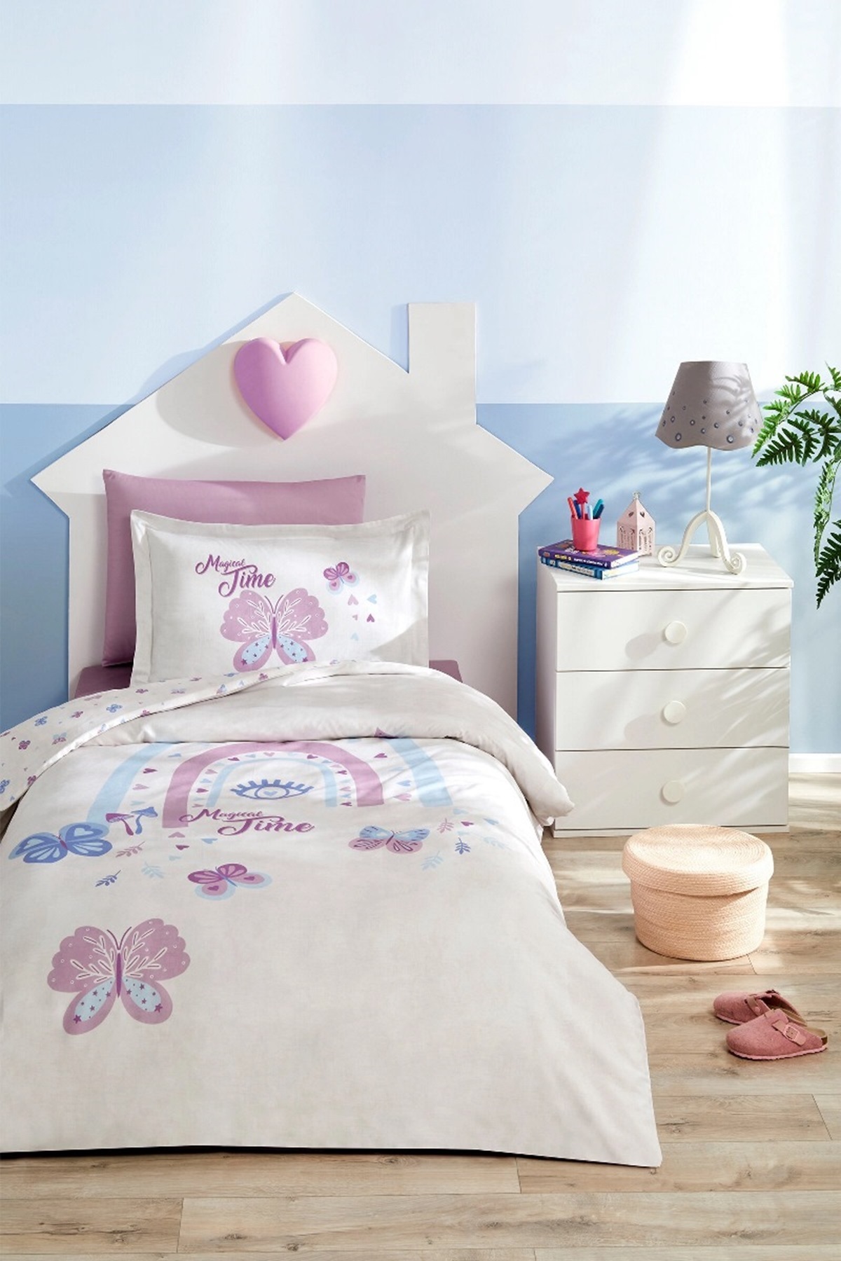 Özdilek Özdilek Ranforce Lastikli Çarşaflı Tek Kişilik Çocuk Nevresim Takımı-Magical Time Lila