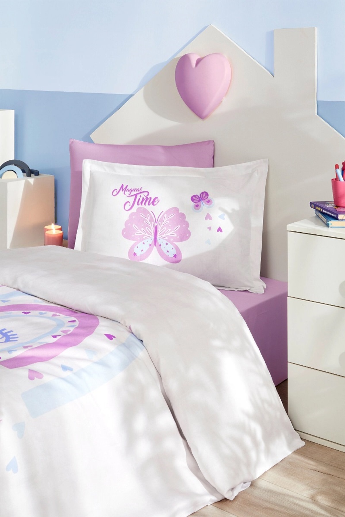 Özdilek Özdilek Ranforce Lastikli Çarşaflı Tek Kişilik Çocuk Nevresim Takımı-Magical Time Lila - Görsel 2