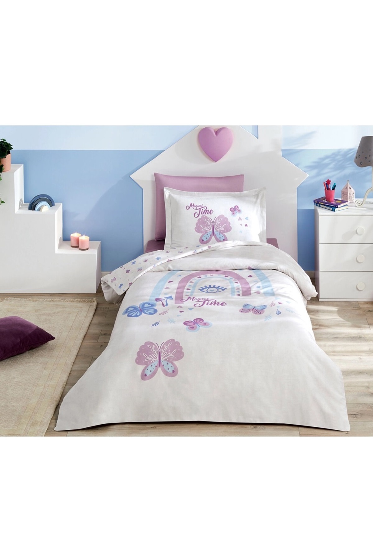 Özdilek Özdilek Ranforce Lastikli Çarşaflı Tek Kişilik Çocuk Nevresim Takımı-Magical Time Lila - Görsel 3