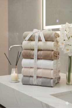 Özdilek Elissa Havlu 6 Adet - Krem Pembe Taş Gri Bej Beya