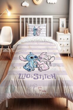 EVPANYA Stich ve Arkadaşı Desenli Tek Kişilik Bebek Çocuk Nevresim Seti