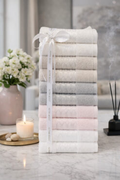 Özdilek Elissa Havlu 10 Adet - Pembe Beyaz Gri Taş Krem