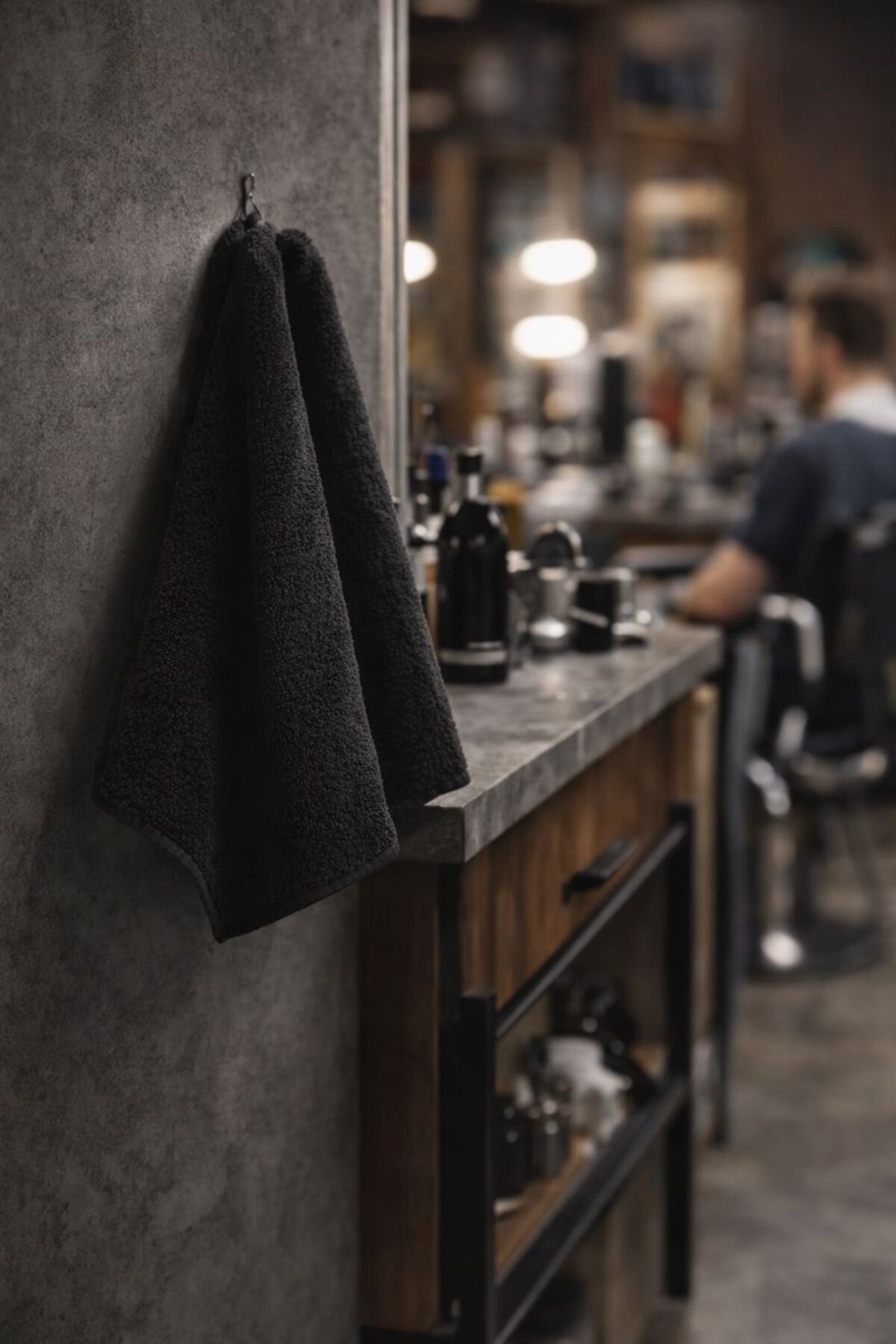 Elaganya Siyah Spor Fitness Havlusu Leke Tutmayan Kuaför Berber Havlu 50x90 Cm - Görsel 3