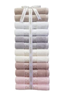 Özdilek Elissa Havlu 12 Adet - Bej - Gri - Taş - Pudra - Beyaz - Krem