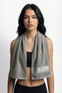 XJIM %100 Pamuk Gri Spor Sporcu Havlusu Fitness Antrenman Gym Boks İçin Ter Emici Havlu Yumuşak 30x100