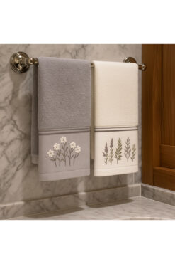 Özdilek Çiçek Nakışlı 2'li Havlu Seti