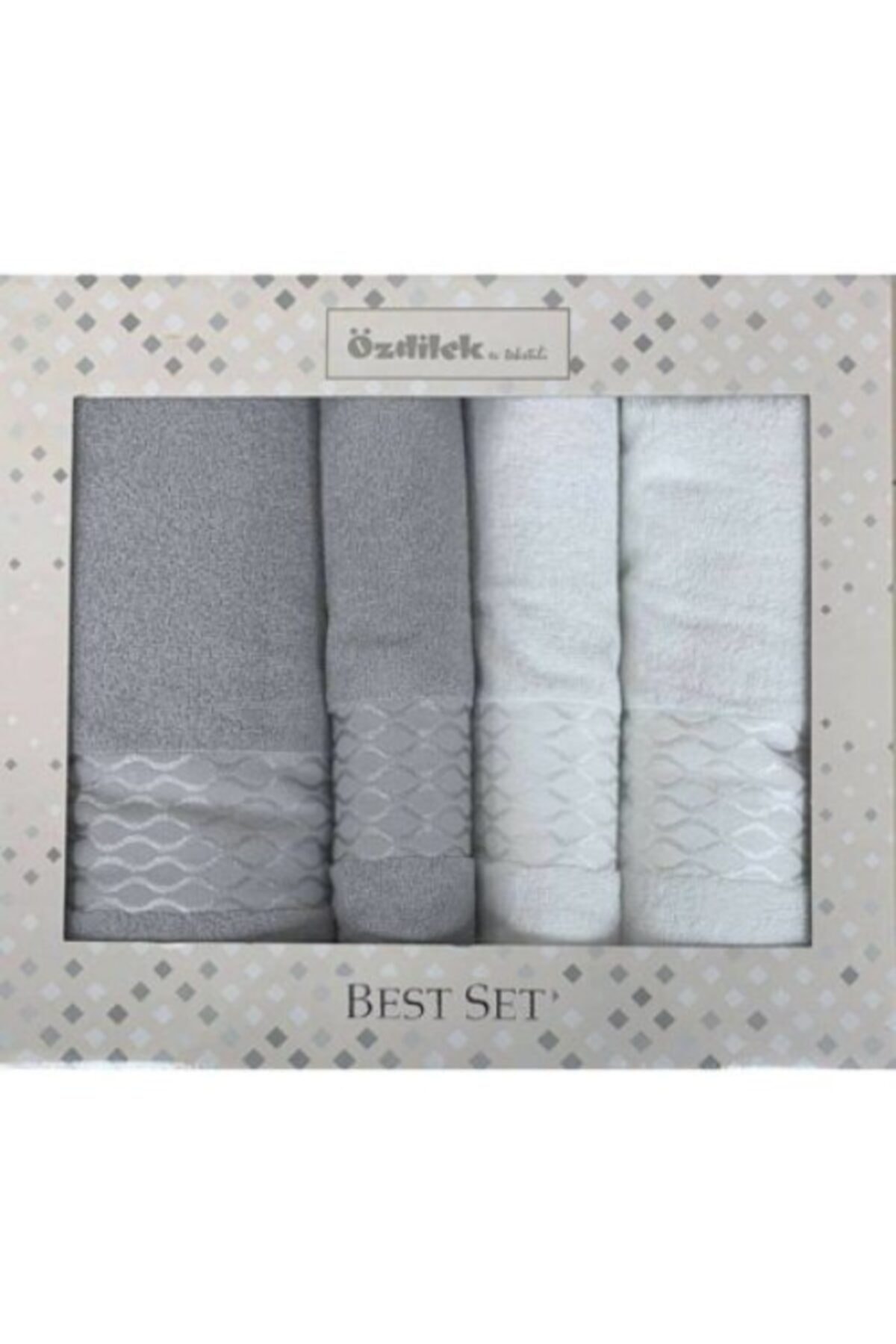 Özdilek Elissa Best Set Hamam Takımı - Gri - Beyaz