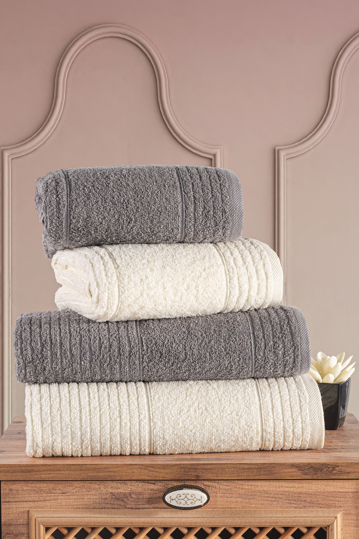 Güvenal Ece 4'lü Banyo Havlu Seti | Havlu | Banyo Havlusu I Hamam Seti I Çeyiz Havlusu