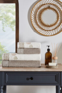 Özdilek Phlox Bambu Havlu Seti Krem-Bej