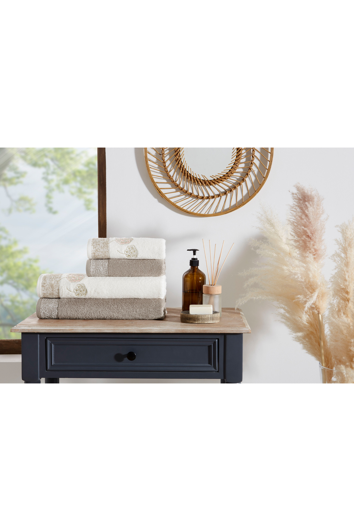 Özdilek Phlox Bambu Havlu Seti Krem-Bej - Görsel 2