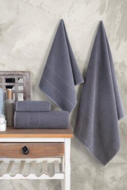 Zeynep Tekstil Royality | 50x90 - 70x140 Cm 4'Lü Banyo Havlu Seti, %100 Pamuklu Havlu Takımı