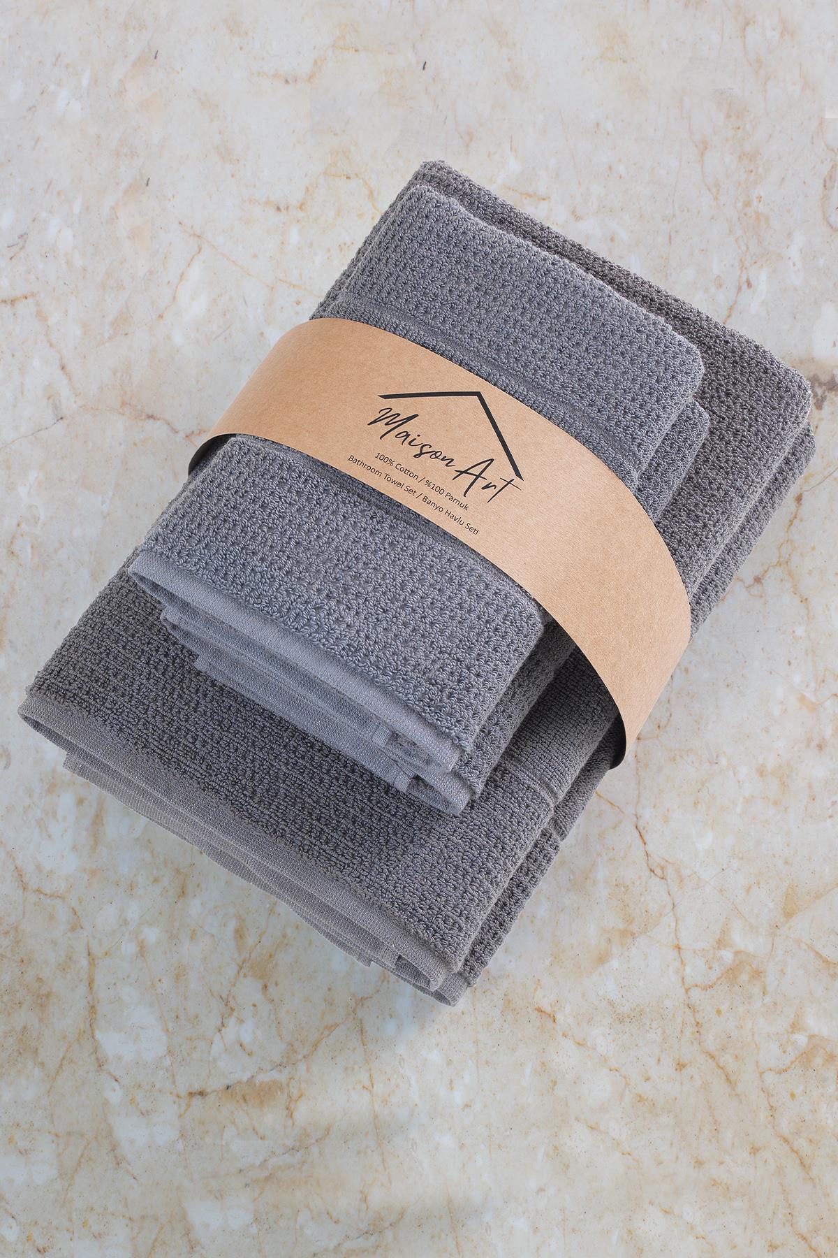 Zeynep Tekstil Royality | 50x90 - 70x140 Cm 4'Lü Banyo Havlu Seti, %100 Pamuklu Havlu Takımı - Görsel 2