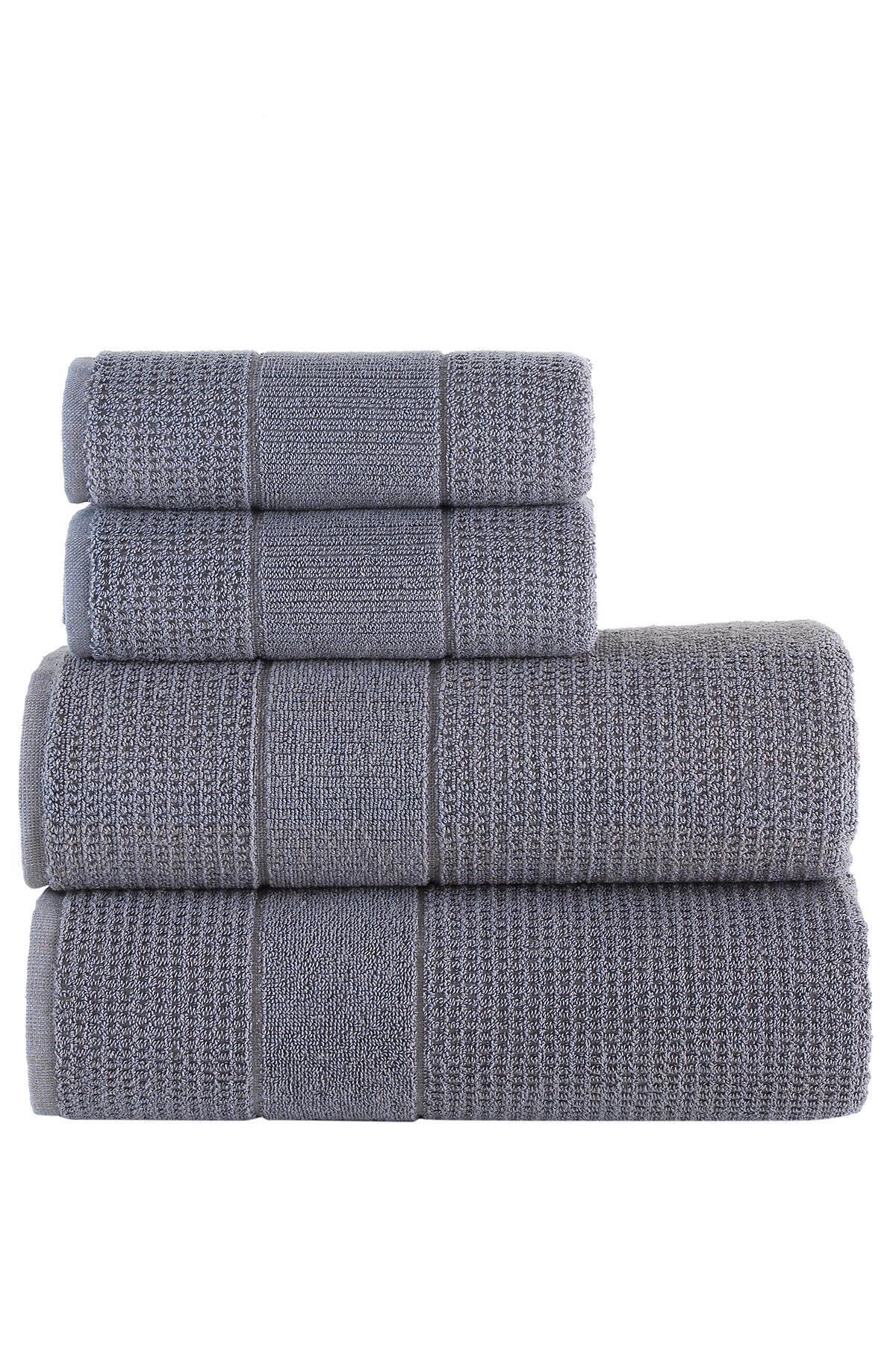 Zeynep Tekstil Royality | 50x90 - 70x140 Cm 4'Lü Banyo Havlu Seti, %100 Pamuklu Havlu Takımı - Görsel 3