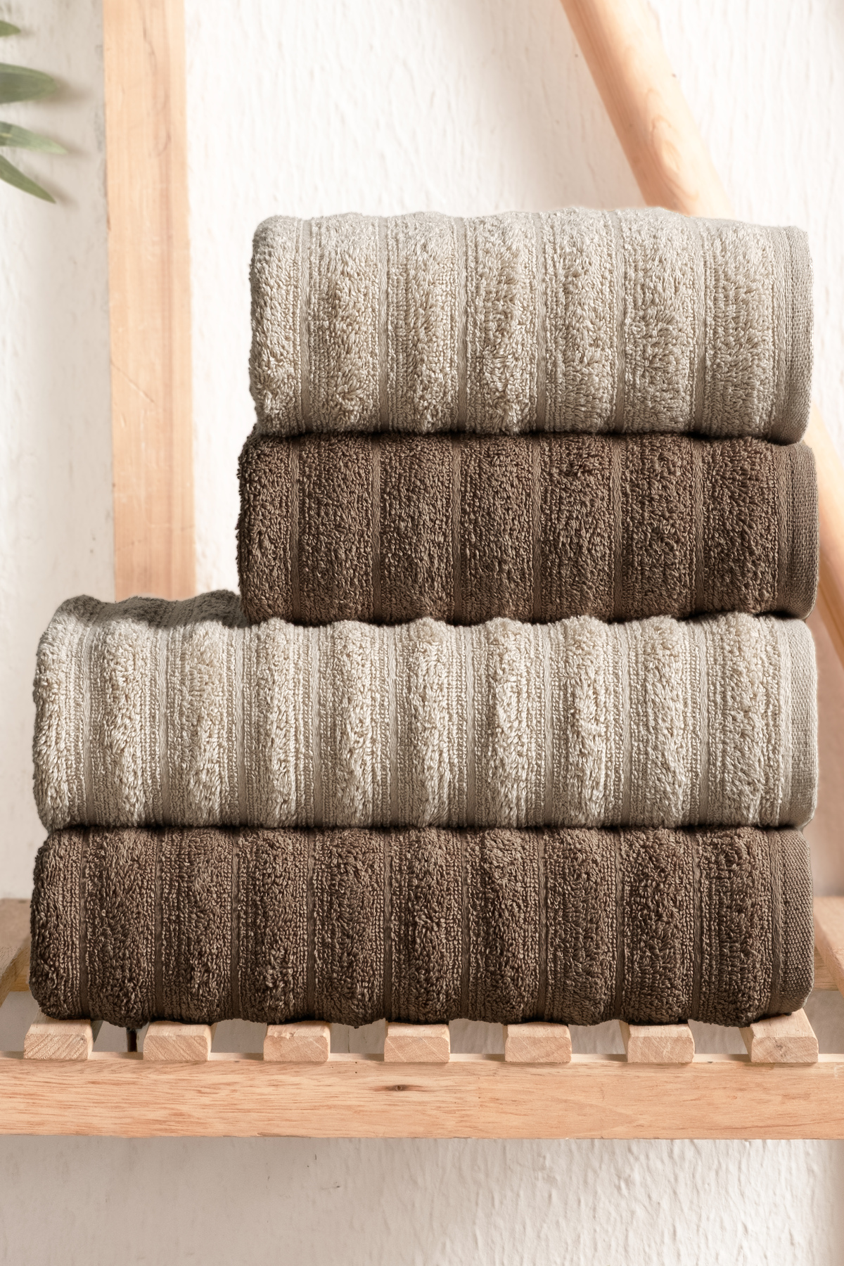 DNZGÜLCAN Bubble 4'lü Banyo Havlu Seti %100 Pamuk, Premium Hamam Takımı (2 adet 70x140 - 2 adet 50x90)