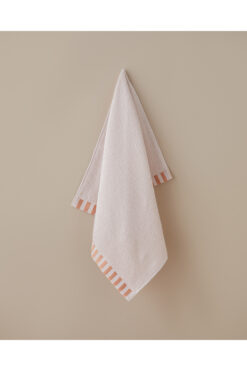 English Home Stripe Edge Pamuk Yüz Havlusu 50x80 cm Pudra