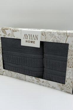 AYHANHOME 2'li Jakarlı Kutulu Banyo Havlu Hamam Takımı 1 Adet 90x150, 1 Adet 50x90