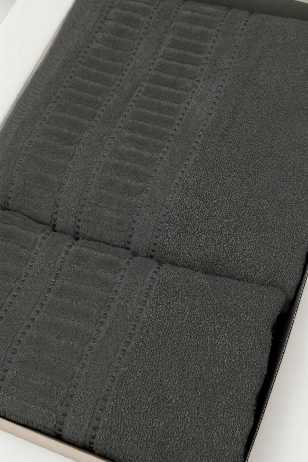 AYHANHOME 2'li Jakarlı Kutulu Banyo Havlu Hamam Takımı 1 Adet 90x150, 1 Adet 50x90 - Görsel 2