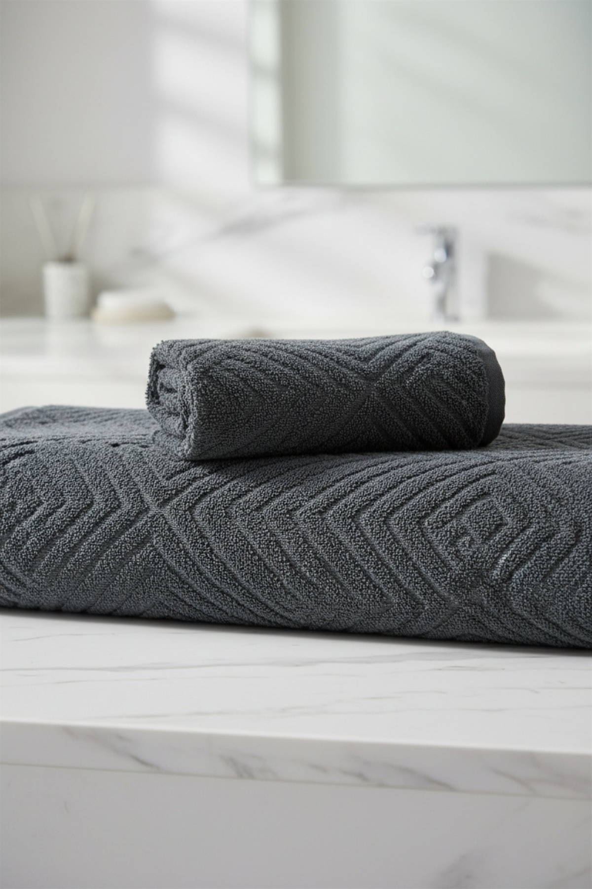 Anılsan 2'li Lilia El Havlusu - 50x90 Cm 230Gr, Banyo Havlusu 100x150 800Gr %100 Pamuk - Görsel 2