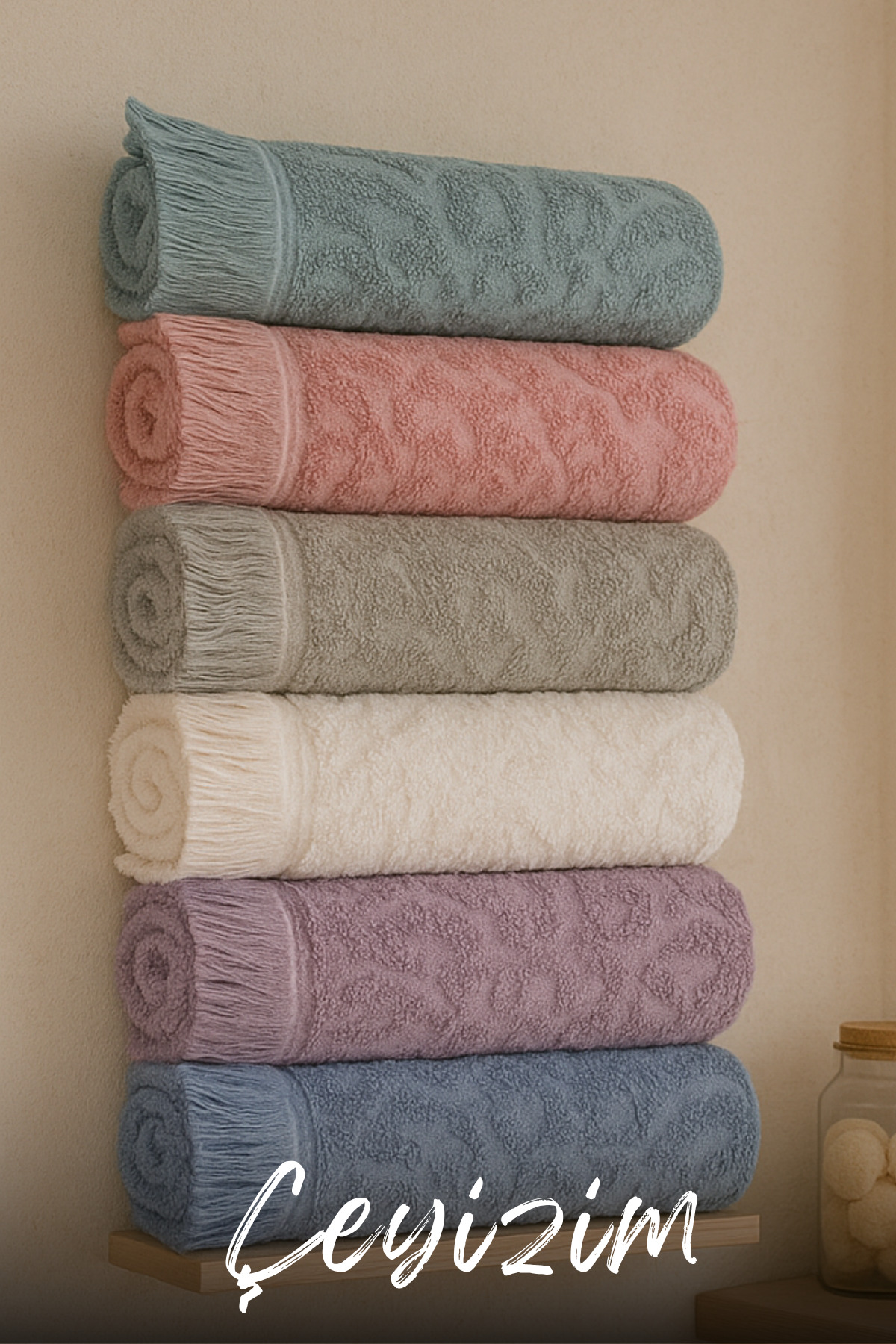 Çeyizim %100 Pamuk 6 Adet 30x50 Saçaklı El Havlusu | Mutfak Havlusu | Kurulama Bezi