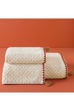 Taç Butik Brüj Pamuk Banyo Havlusu Ekru 70x140