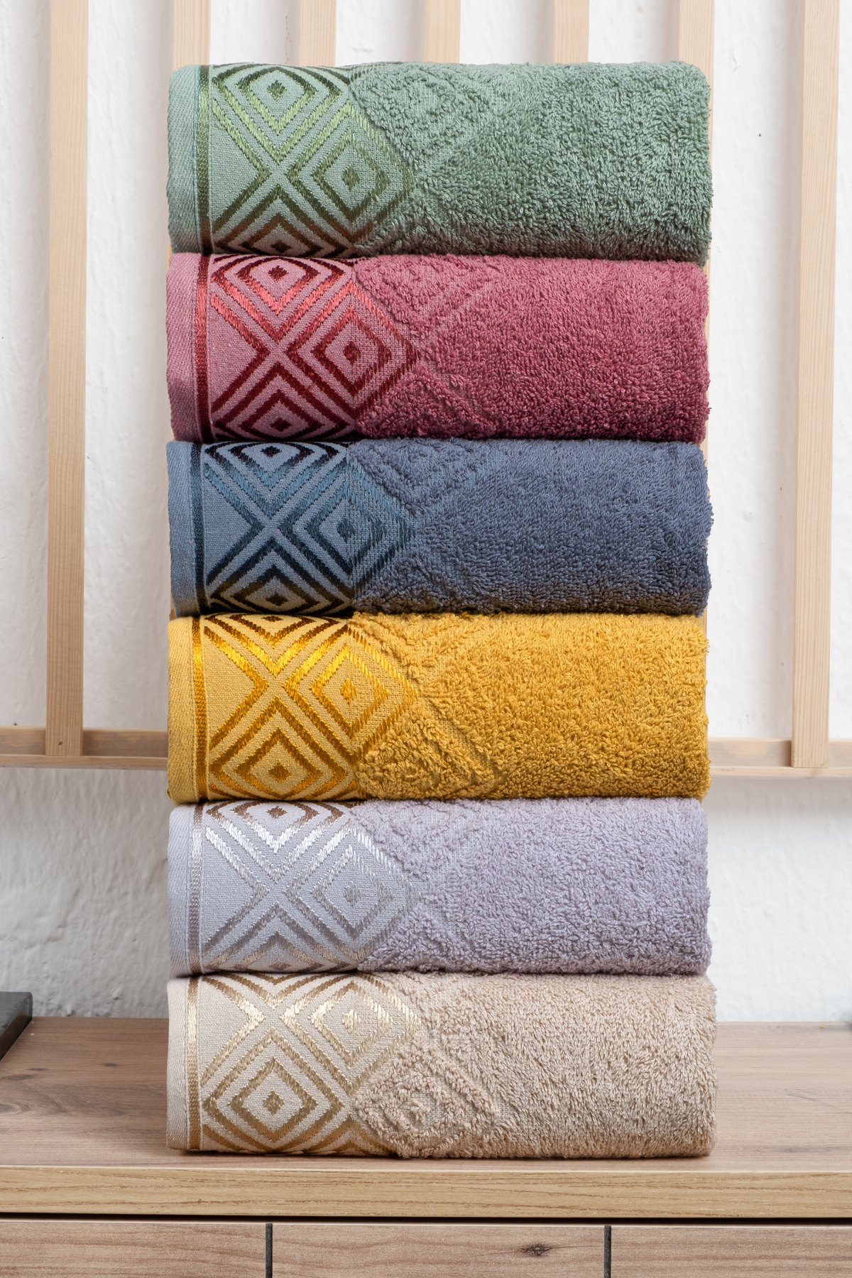 Minoset Karo %100 Pamuk 6’lı Havlu – 30x50 cm Lüks, Yumuşak, Emici, Mutfak & Banyo Kullanımı