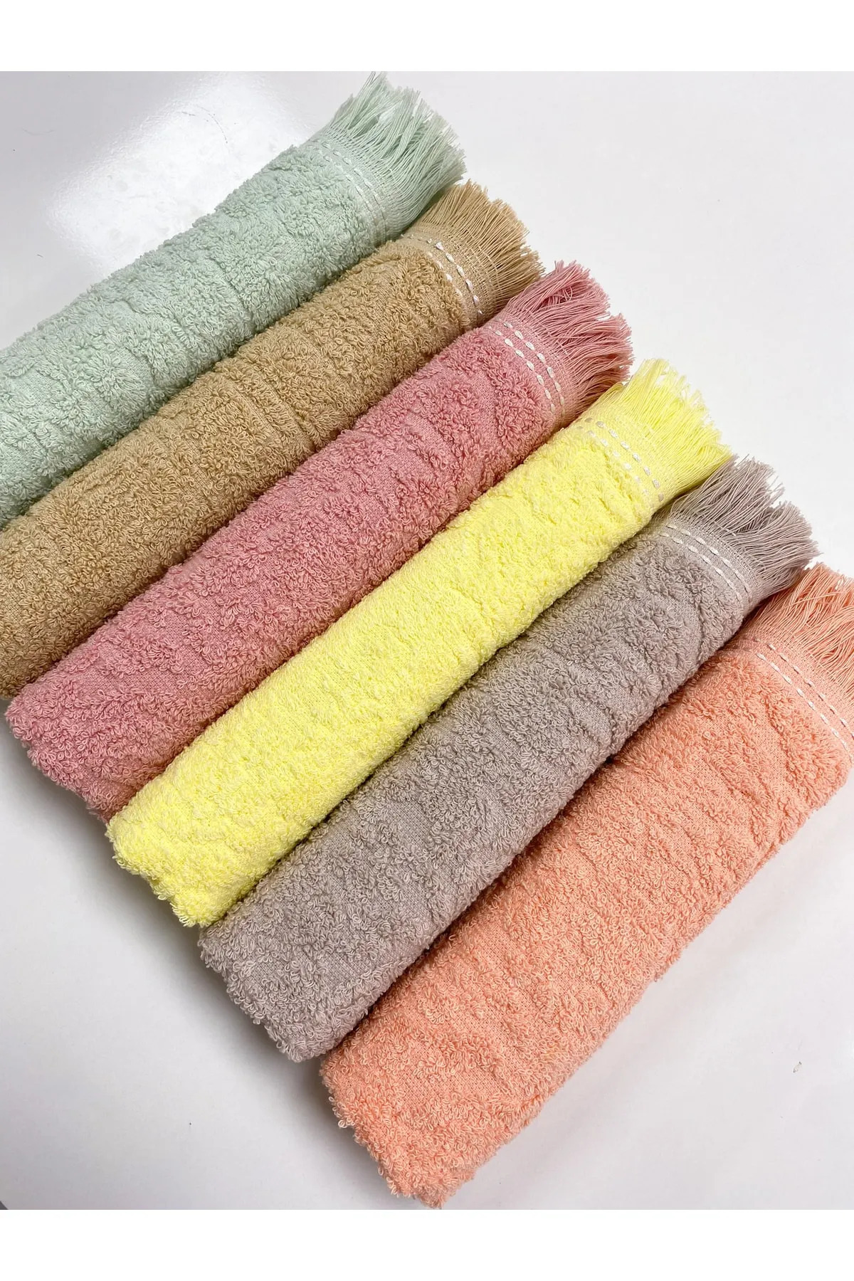 by ballı biocotton Biocotton Püsküllü Jakarlı Mutfak/Banyo El Havlusu 6 Lı Set %100 Pamuk 30x50 Ebat