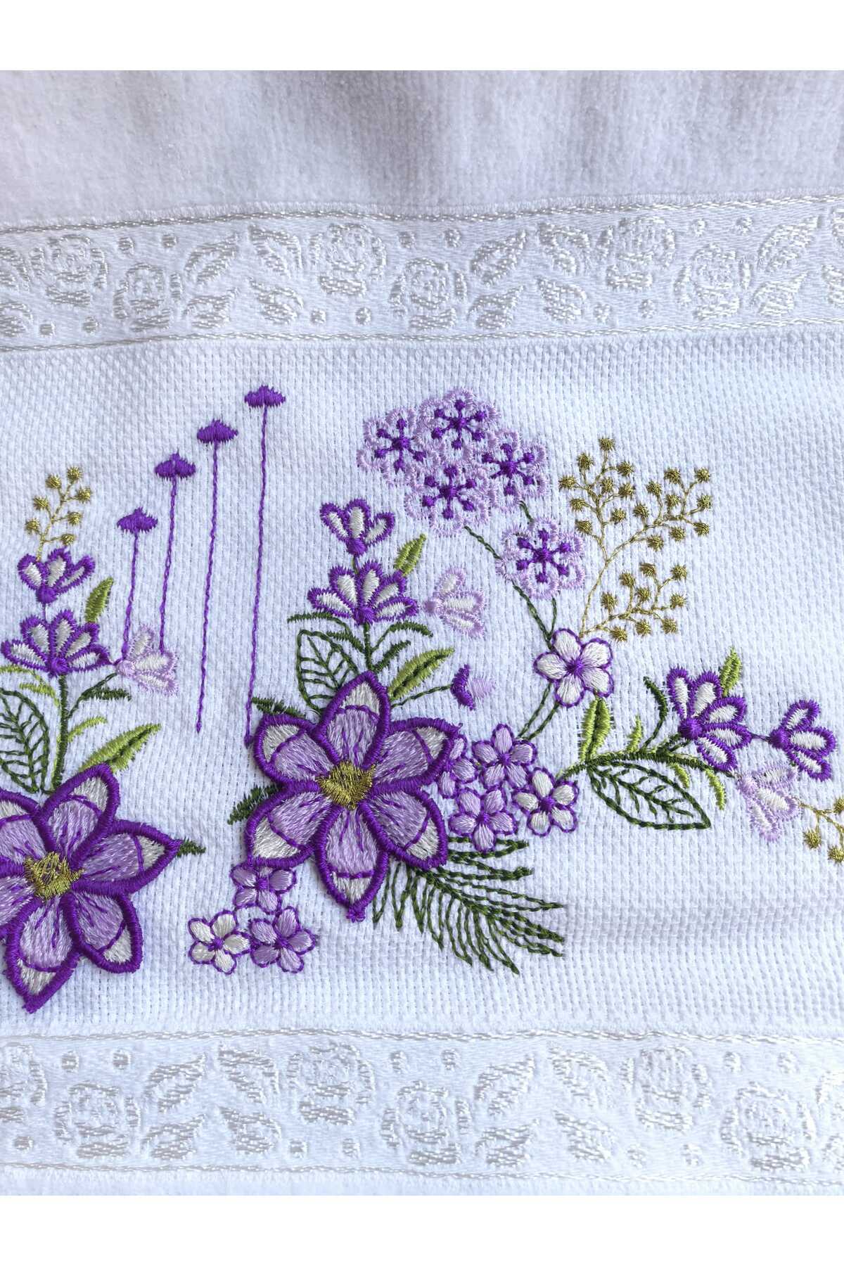 Peacock 6 Adet 3 Boyutlu Nakışlı , %100 Pamuk El & Yüz Havlusu 50 X 90 (2600GR) - Görsel 3