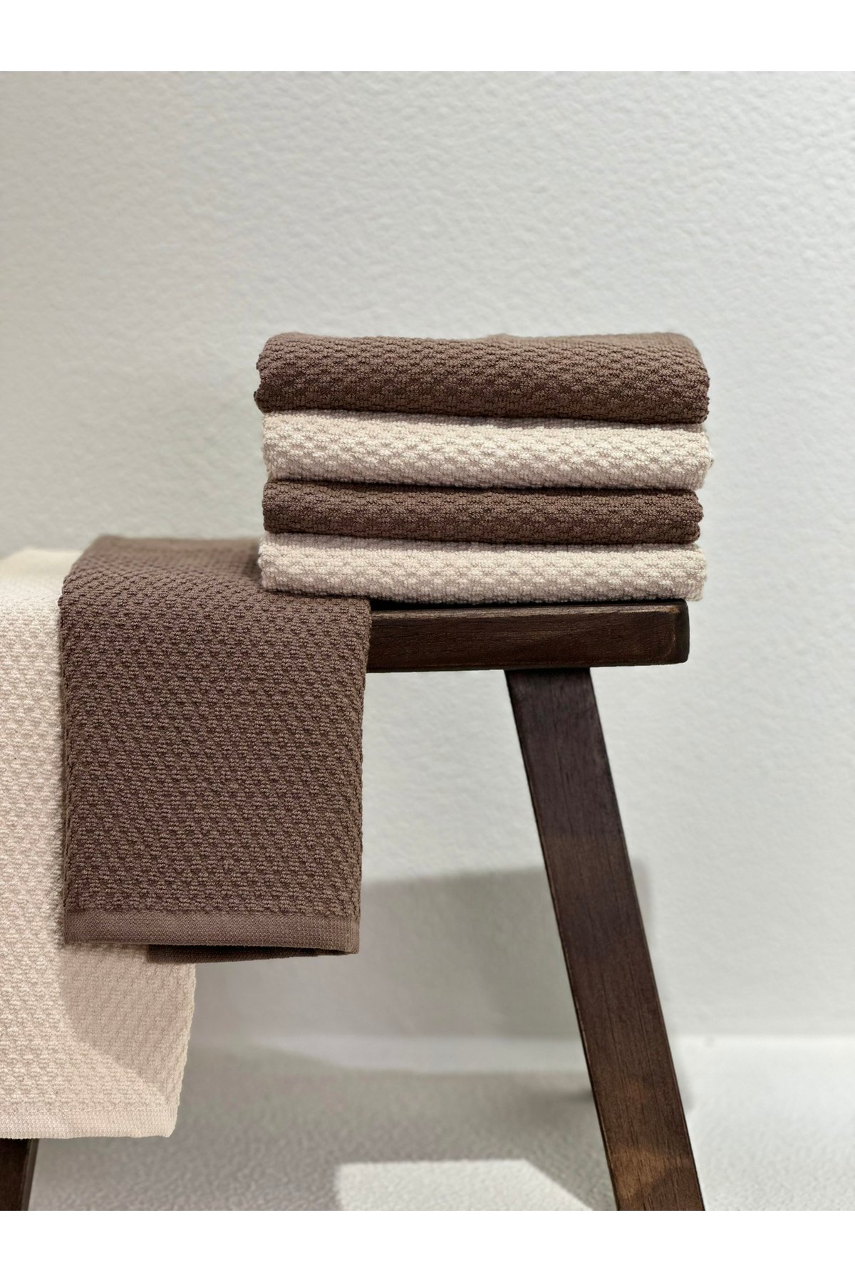 Plume Ceramic Home %100 Pamuk 4’lü Kahverengi El Havlusu Seti – 30x50 Cm Çeyizlik, Misafir, Mutfak, Hediyelik