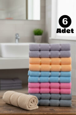 Senpai Softiva Pamuklu El Yüz Havlusu Seti 6’lı Yumuşak Emici Banyo Mutfak Spor ve Otel | 50x90cm