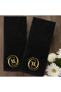 Ursa V HARFİ NAKIŞLI DEKORATİF MUTFAK VE BANYO HAVLUSU 2 ADET 30x50