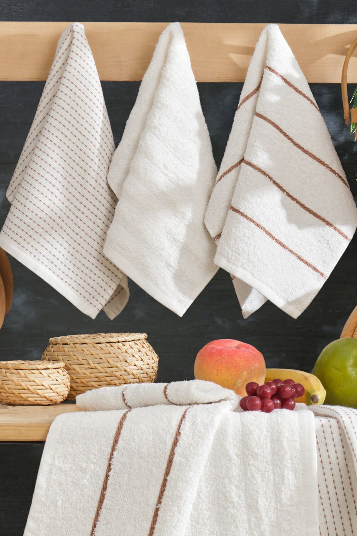 Casnack Seher 6'lı Mutfak ve El&Yüz Havlu Seti 30x50 cm - Görsel 2