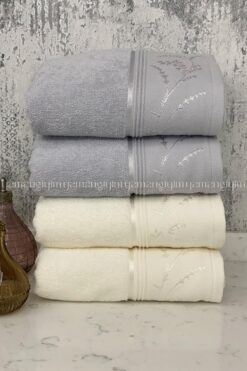 Özdilek Ditsy El-Yüz Havlusu 4 Adet-Krem-Gri