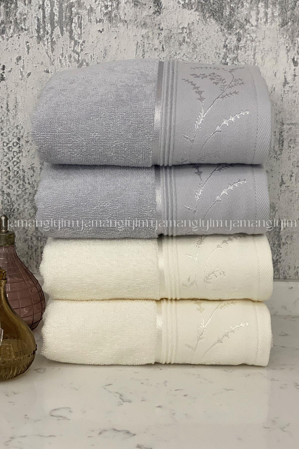 Özdilek Ditsy El-Yüz Havlusu 4 Adet-Krem-Gri