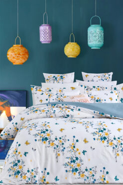 İQON Lastikli Çarşaflı Nevresim Takımı Çift Kişilik jungle Petrol