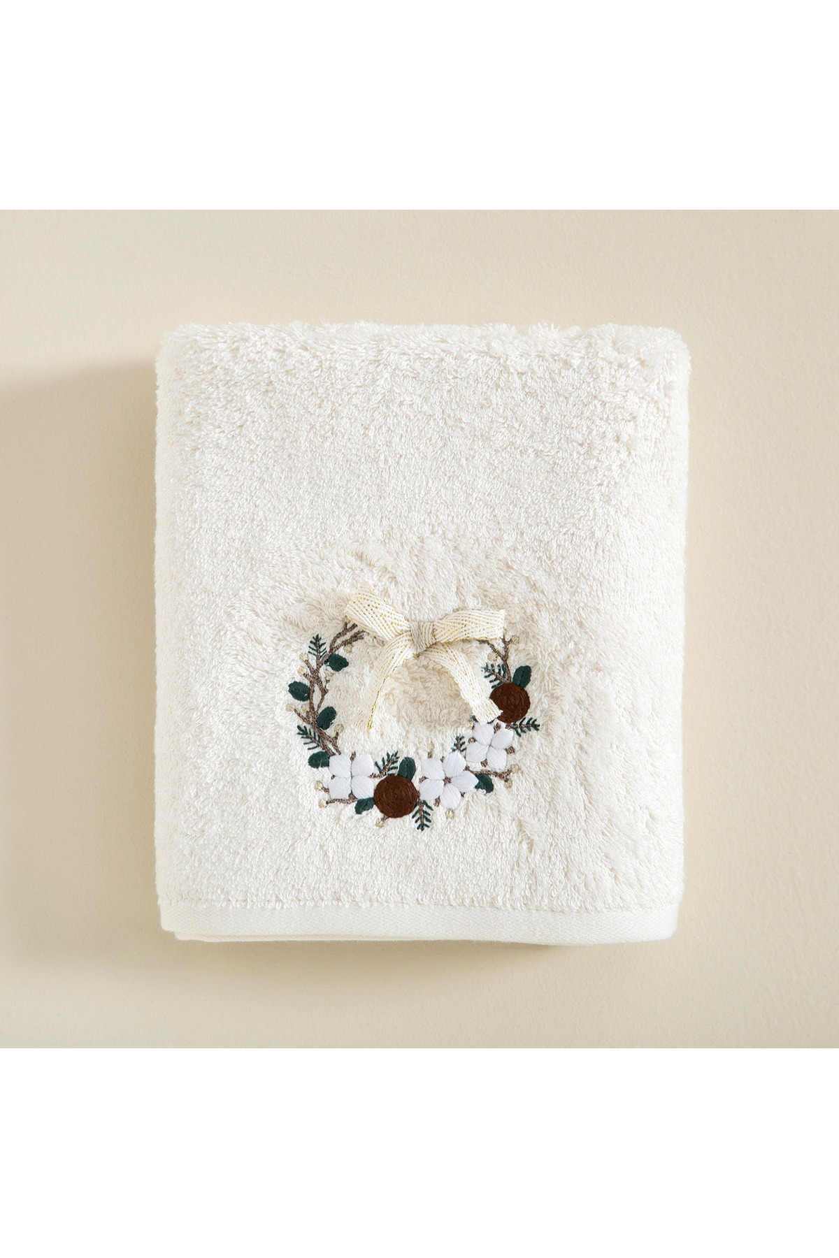 Chakra Bigode Yüz Havlusu 50x90 cm Ekru