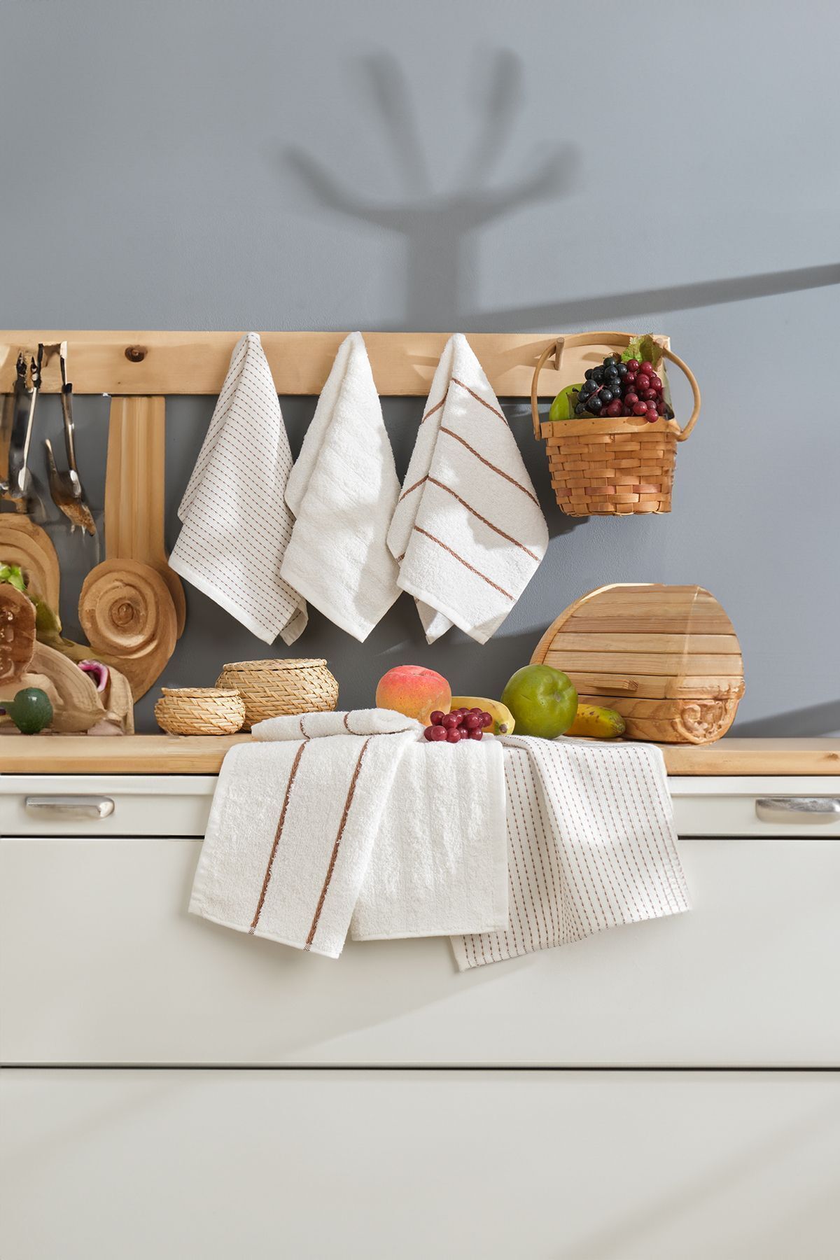 Eponj Home 6lı Mutfak Havlusu 30x50 Sofya Krem - Görsel 3