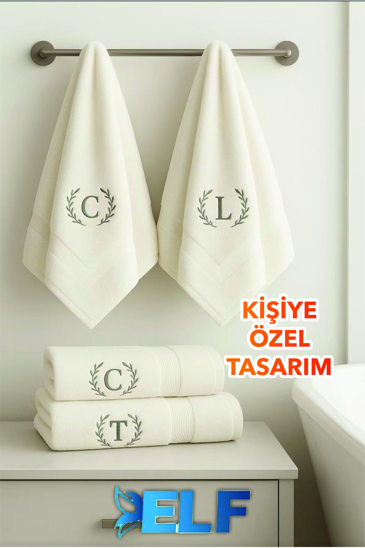 ELF REKLAM Kişiye Özel Çiftlere Özel Havlu ( 2 Adet)