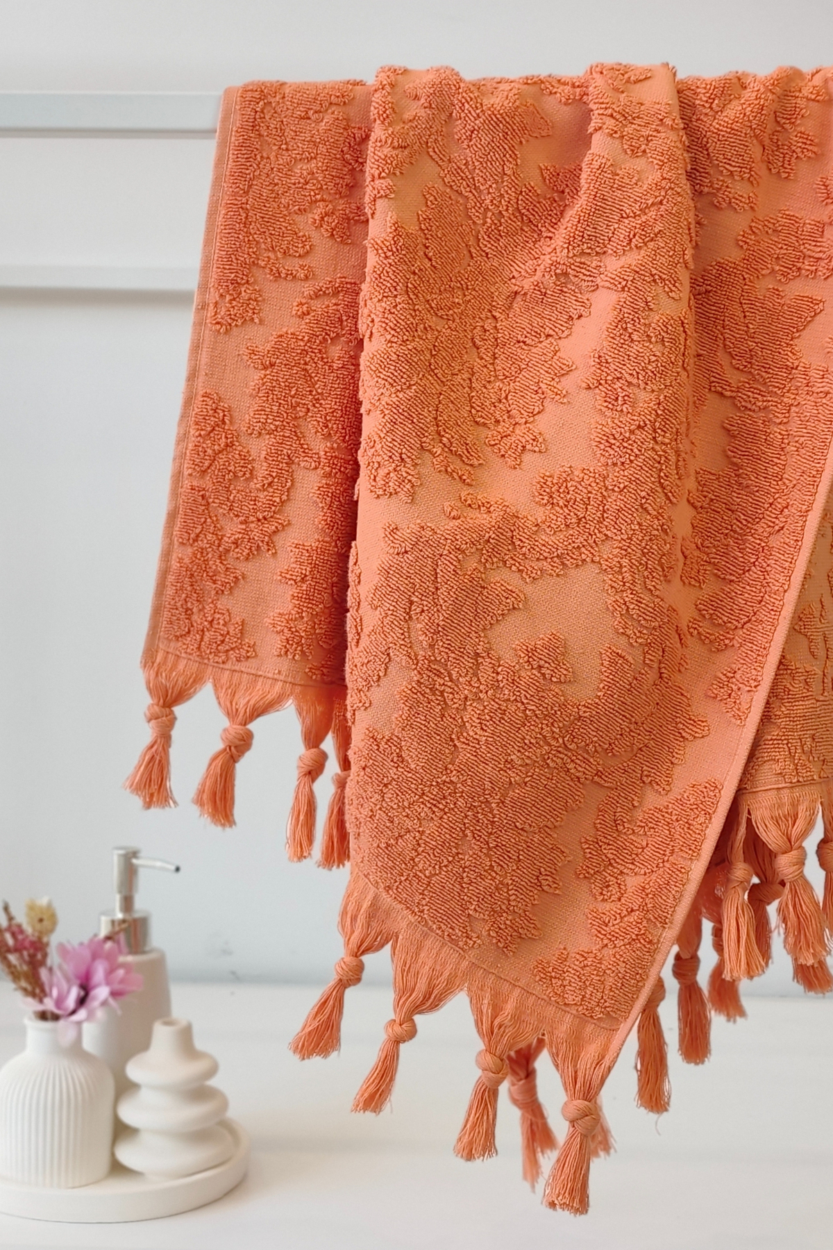 Sevim Otantik Saçaklı Kiremit El Havlusu 50x90 Cm - %100 Pamuk - Yumuşak Ve Su Emici