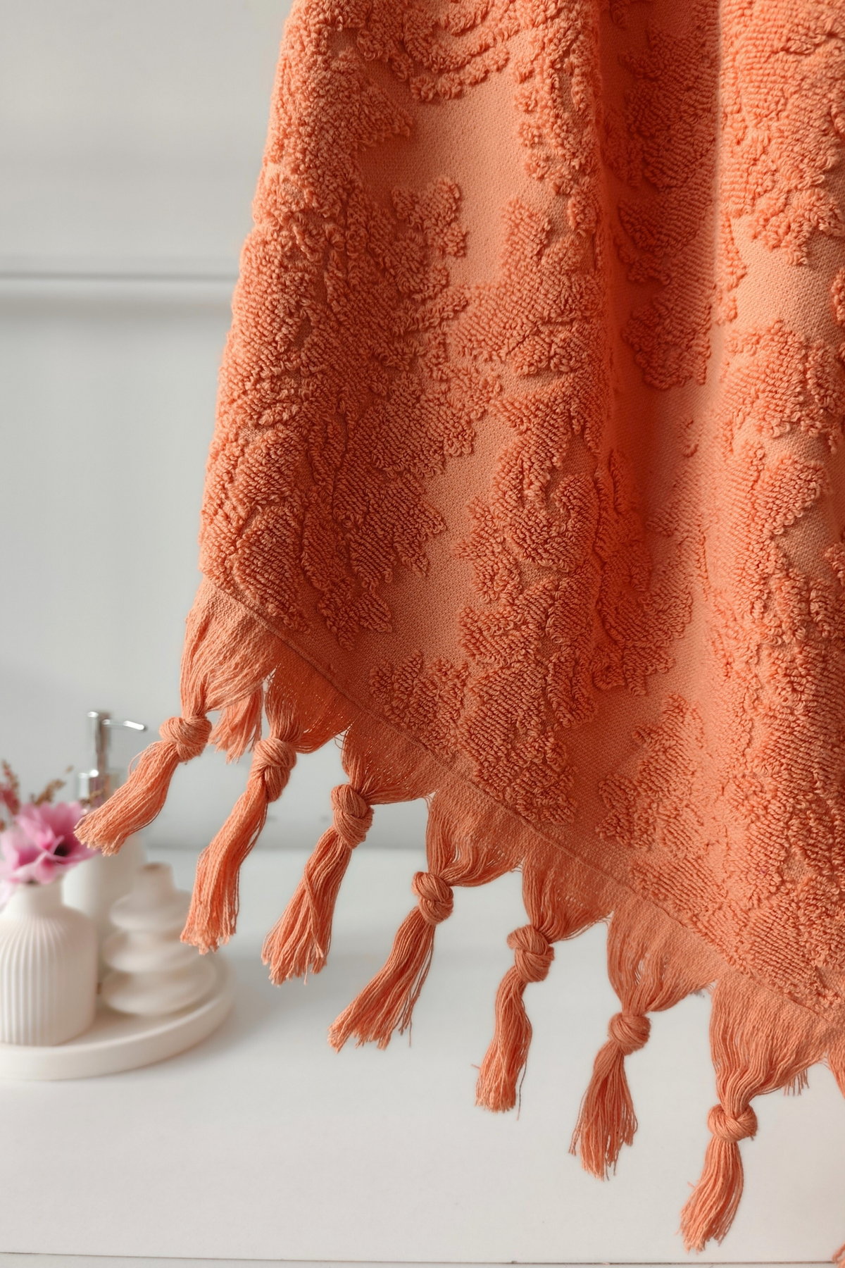 Sevim Otantik Saçaklı Kiremit El Havlusu 50x90 Cm - %100 Pamuk - Yumuşak Ve Su Emici - Görsel 2