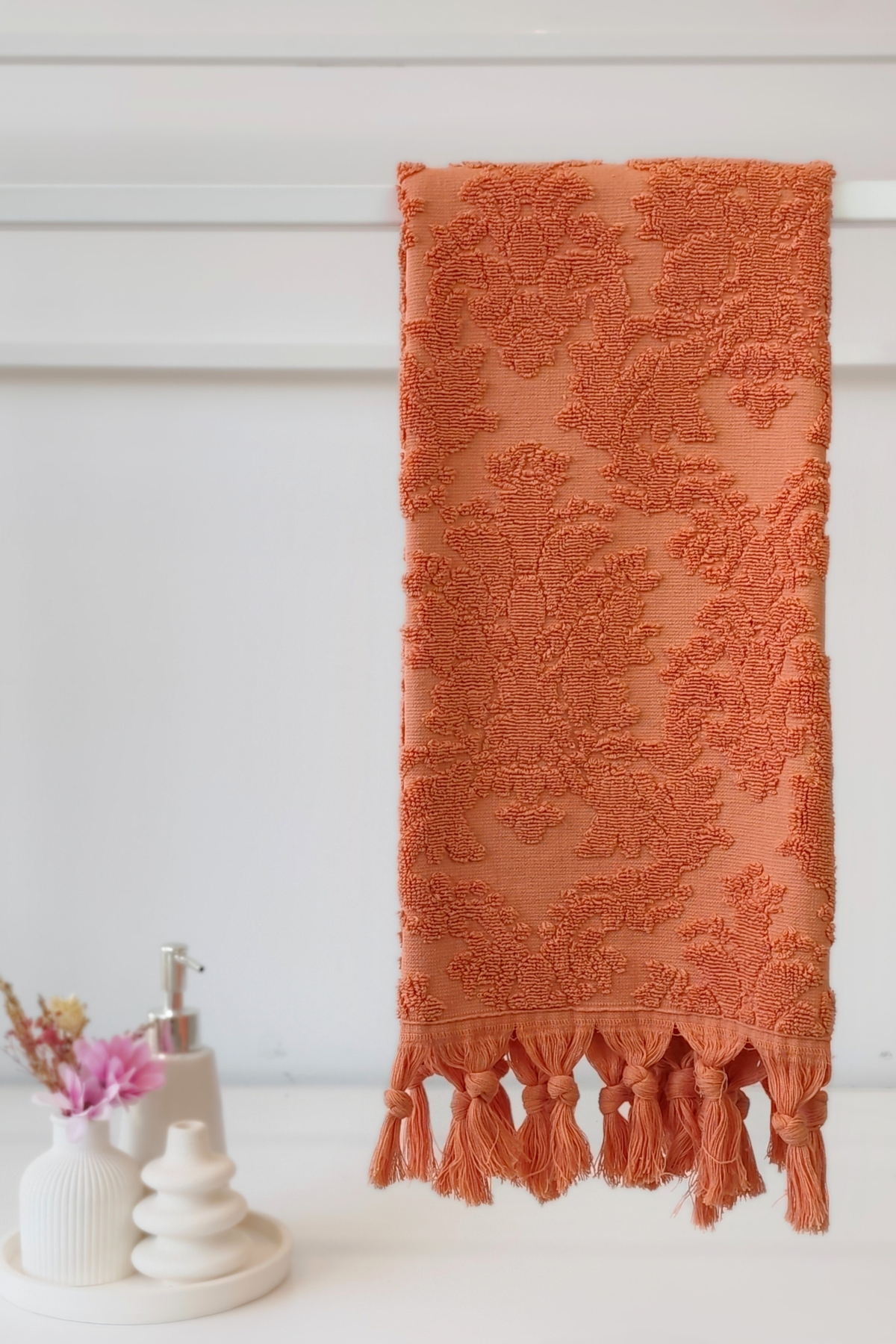 Sevim Otantik Saçaklı Kiremit El Havlusu 50x90 Cm - %100 Pamuk - Yumuşak Ve Su Emici - Görsel 3