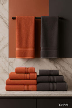 Elif Mira 6 Parça Banyo Havlusu Seti %100 Pamuklu 70x140 cm Serenio