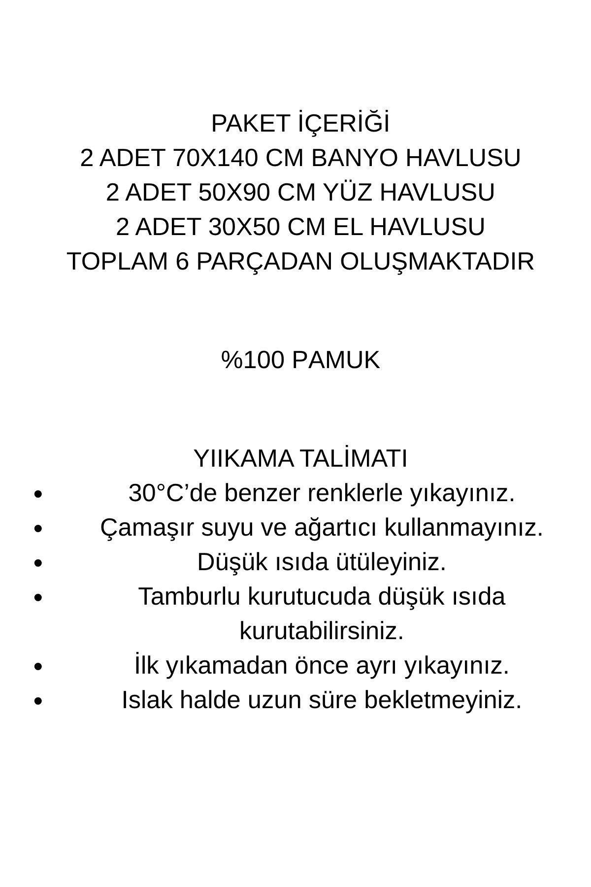 Elif Mira 6 Parça Banyo Havlusu Seti %100 Pamuklu 70x140 cm Serenio - Görsel 3