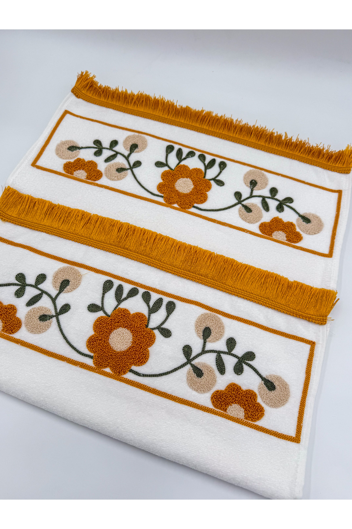 AYHANHOME Punch Nakışlı Saçaklı 2 Adet 50x90 El Yüz Havlu Seti - Görsel 3