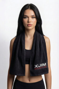 XJIM %100 Pamuk Siyah Spor Sporcu Havlusu Fitness Antrenman Gym Boks İçin Ter Emici Havlu Yumuşak 30x100