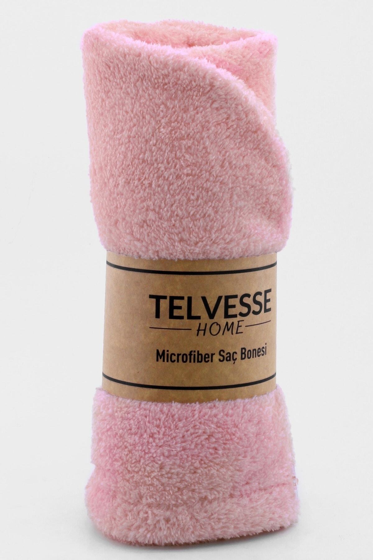 Telvesse Kalın Mikrofiber Saç Havlusu Plaj Deniz Havuz Bonesi Kurulama Banyo Saç Kurutma Baş Havlusu Pembe - Görsel 3