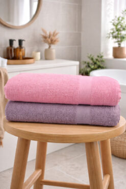 HOME MOD STORE 90x150 cm Mega Büyük Boy Banyo Havlusu 2’li Set & Yumuşak & Emici & Gündelik Kullanıma Uygun